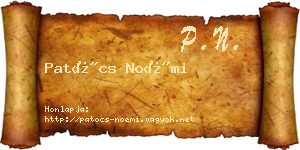 Patócs Noémi névjegykártya